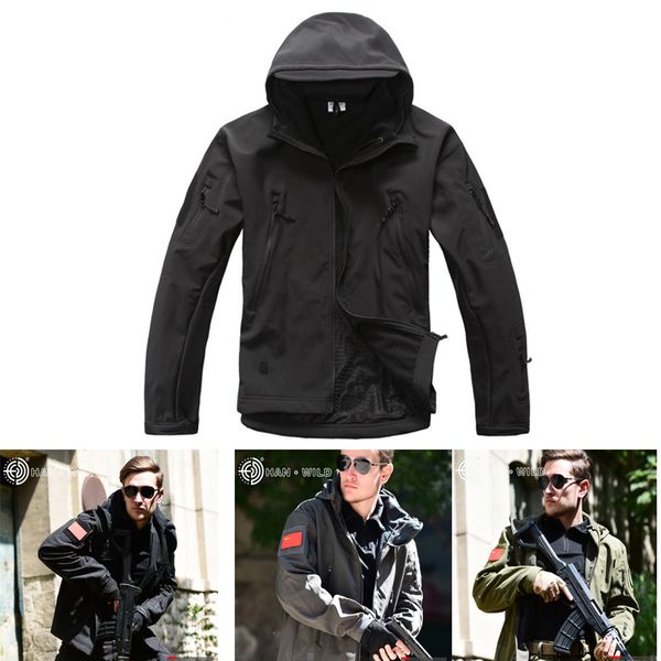 

tactical men's clothing softshell camouflage jacket men army waterproof clothes windbreaker fleece coat jacket, Blue;black