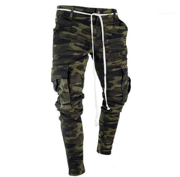 

designer jeans fashion big pockets striped jean pants zipper fly design slim male clothing mens camouflage pencil, Blue