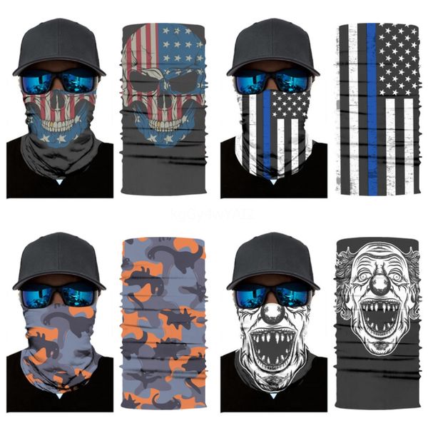 

fitness bandanas multifunctional outdoor cycling skull scarf magic turban sunscreen hair band riding mask cap for men women cycling face #88, Blue;black