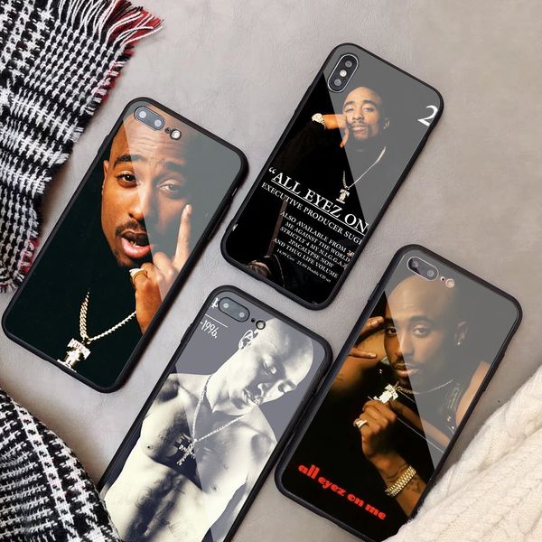 

2pac tupac amaru shakur makaveli tempered glass phone case for iphone 6 6plus 7 plus 8 8plus 5 5s 5c se for iphone x xr xs max
