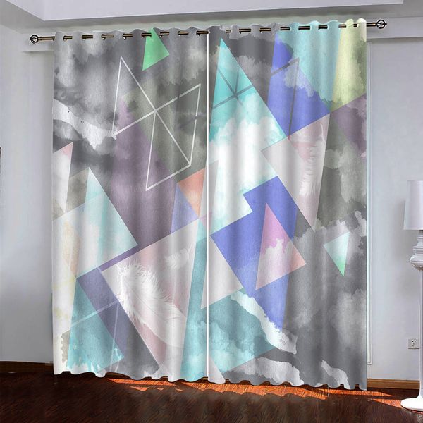 

синие стереоскопические геометрические шторы настроенные шторы сложные классический стиль простые современные плотными шторами