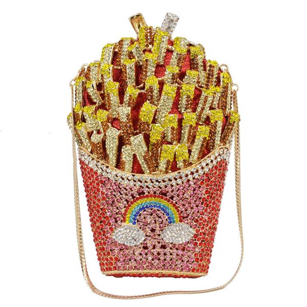 

designer french fries chips clutch women crystal evening minaudiere bag diamond wedding handbag bridal purse a27 sh190918
