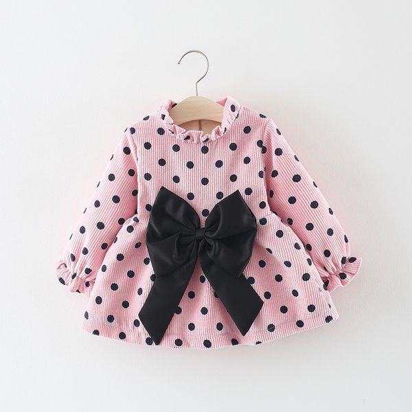 

autumn winter baby girl dress toddler infant princess dress long sleeve bownot dot ball gown party dresses dropshipping 2020 new, Red;yellow
