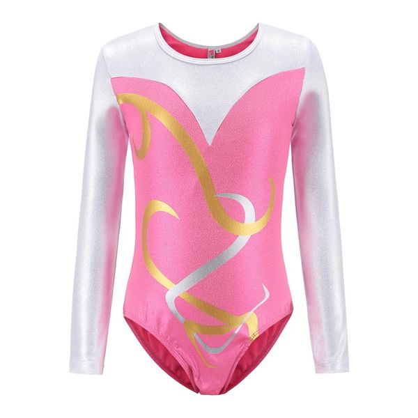

5-12 years girls gymnastics dancesuit long sleeve dance child striped costumes leotards kids ballet dance suits