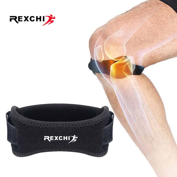 

rexchi adjustable patella brace strap eva kneepads knee support pad protective sports gear basketball volleyball protector, Black;gray