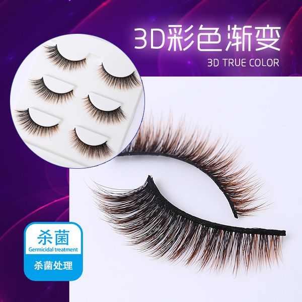 

false eyelashes 3 pairs / set faux mink hair colorful 3d brown gradient color eyelash extensions lx-04