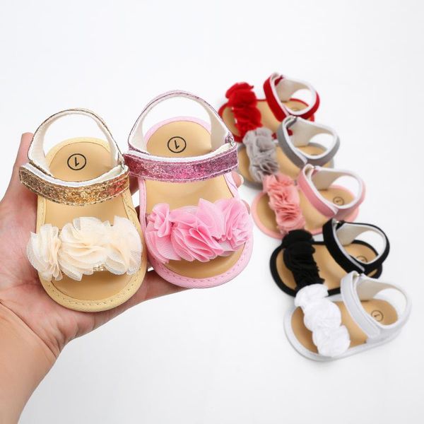 

flowers girls shoes newborn baby sandals for infant baby sandals kids shoes crib soft sole solid causal anti slip, Black;red
