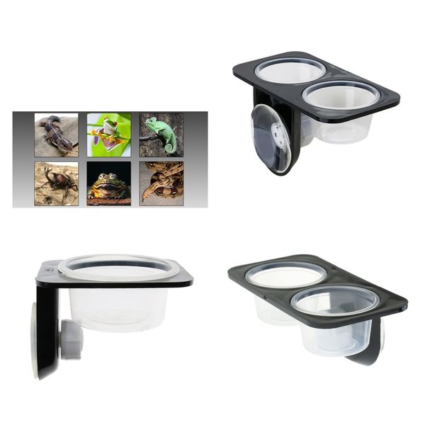 

3pcs dual single reptile feeding bowl with suction cup for worm gecko beetle