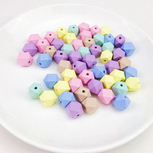 

20mm 16mm 20pc candy color wood octagonal beads diy crafts food grade materials wooden unfinished geometric beads baby teething