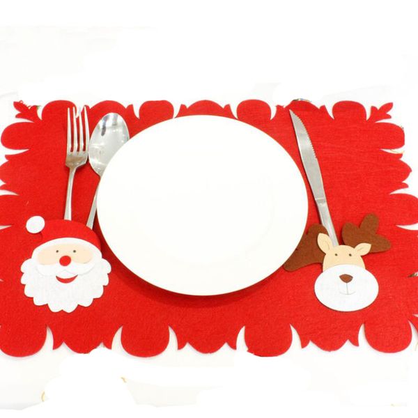 

3pcs/set non-woven fabric santa claus table mat snowman knife and fork holder bag christmas party decorations for home table