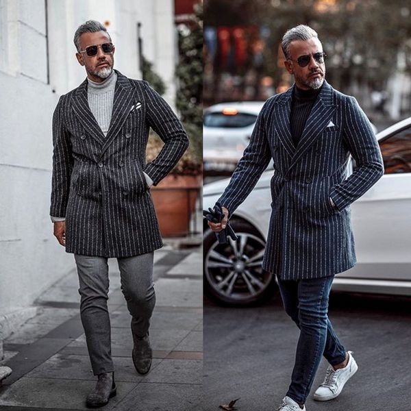 Preto e Branco Stripes Mens Suit Damier Verifique New Fashion personalizado noivo Leisure Suit Terno Trajes de alta qualidade De Mariage Pour Hommes