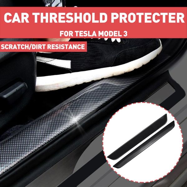 

2pcs car styling car front door pedal cars threshold protecter carbon fiber for model3 accessories stickers 7 type