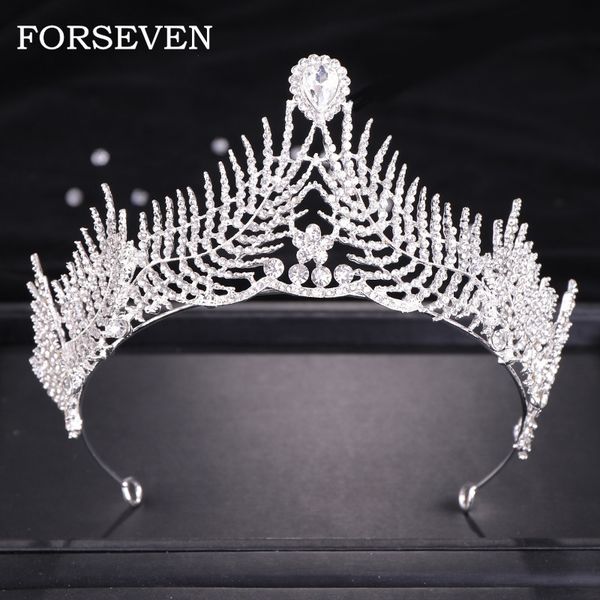 

crystal crown tiara bridal luxury wedding crown headband silver crystal rhinestone feather tiaras hair accessories jewelry, Golden;white