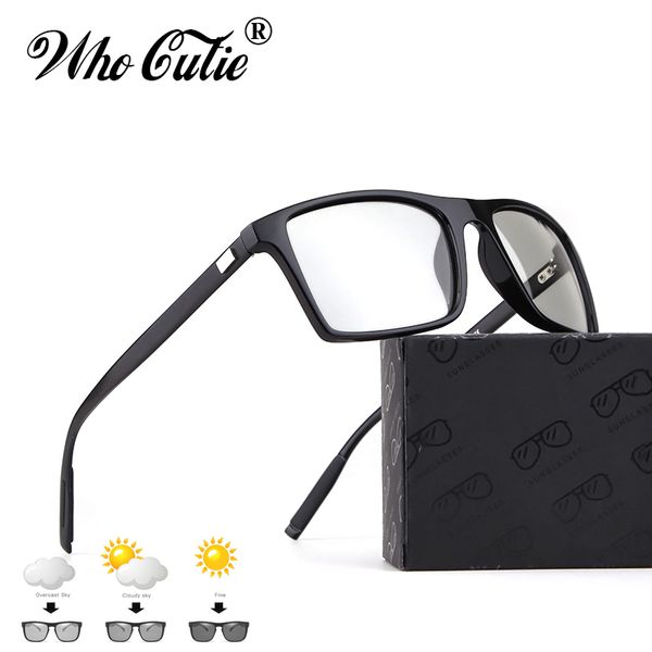 

кто милашка 2019 фотохромные солнцезащитные очки мужчины поляризованные бренд дизайнер высокое качество квадратная рамка прохладный солнцеза, White;black