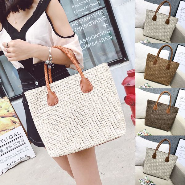 

2019 женская соломенная сумка летняя пляжная сумка из ротанга weave handbag crossbody