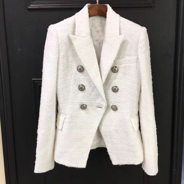 

2019fw casual coat women tweed blazer coat female double breasted outerwear ladies blazer 2 color ddxgz, White;black