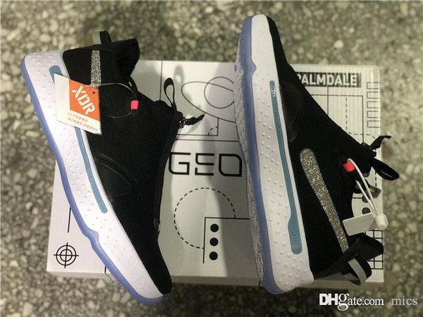 

new authentic pg 4 paul george basketball shoes men women black white smoke grey mesh zipper cd5079-001 sneakers sports with original box