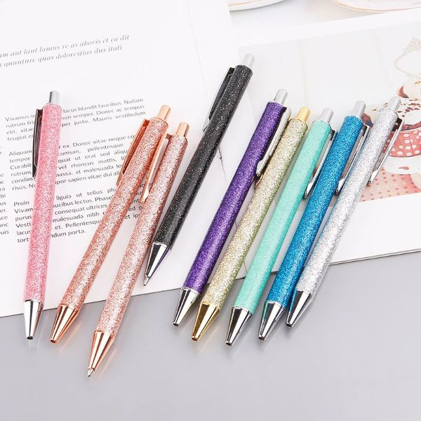 

luxury bling metal ballpoint pen 1.0mm glitter oil flow pens office supplies school stationery, Blue;orange