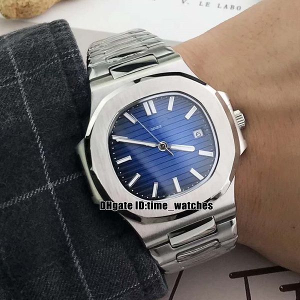 

new nautilus 5711/1a 010 automatic mens watches silver case blue dial sport 5711/1 gents popular fashion watches stainless steel bracelet, Slivery;brown
