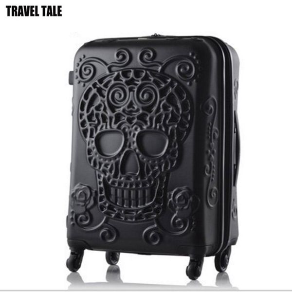 

travel tale 2018 new skull travel luggage bag 20 28" carry on kinder trolly suitcase on wheels