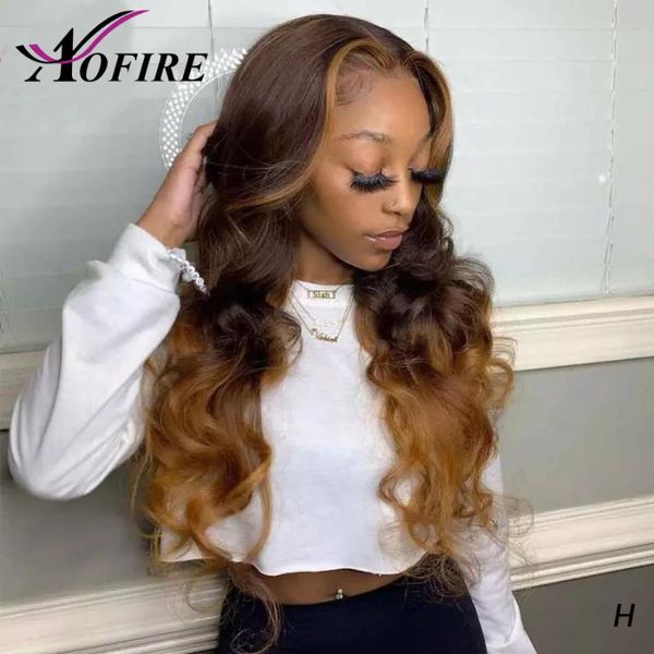 

ombre honey blonde deep part 13x6 body wave lace front human hair wig preplucked with baby hair brazilian remy wig 130% density, Black;brown