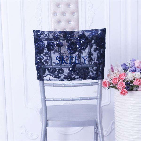 

ch114m new pattern lovely 2019 nice standard chiavari emboridered half navy blue sequin chair back