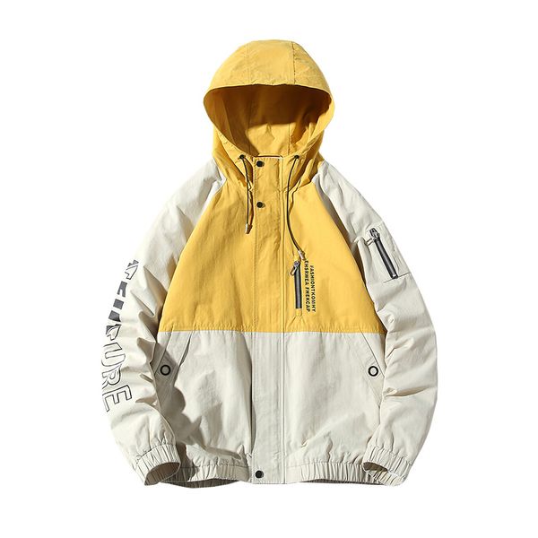 

2019 spring autumn new fashion hooded men hip hop jackets spliced zipper track letter jacket streetwear clothing m-3xl, Black;brown