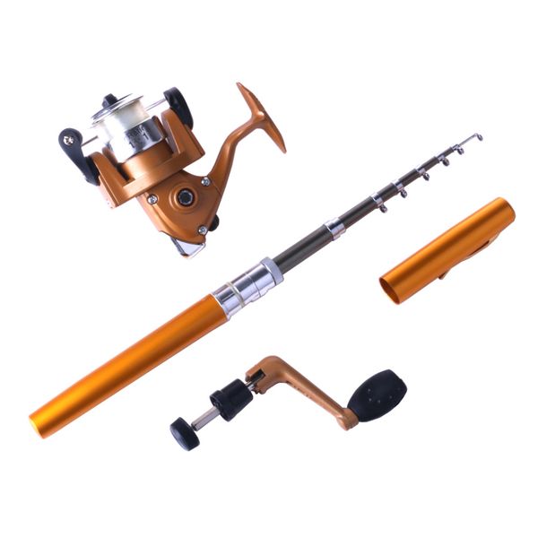 

fishing rod sets fishing reel mini portable aluminum alloy pocket pen shape fish fishing rod pole