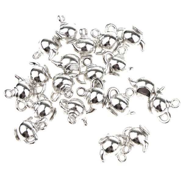 

20pcs diy handmade crafts vintage alloy accessory wine pot teapot pendants, Silver
