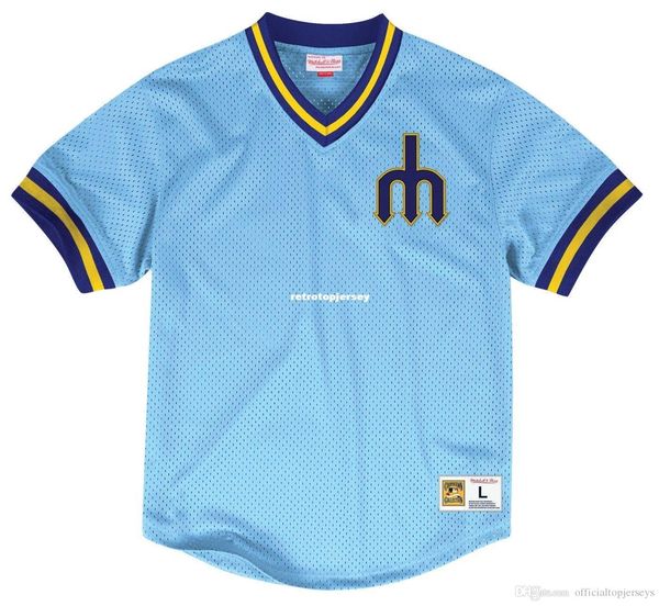 

seattle mitchell & ness men's "team win" mesh jersey shirt, Black;blue