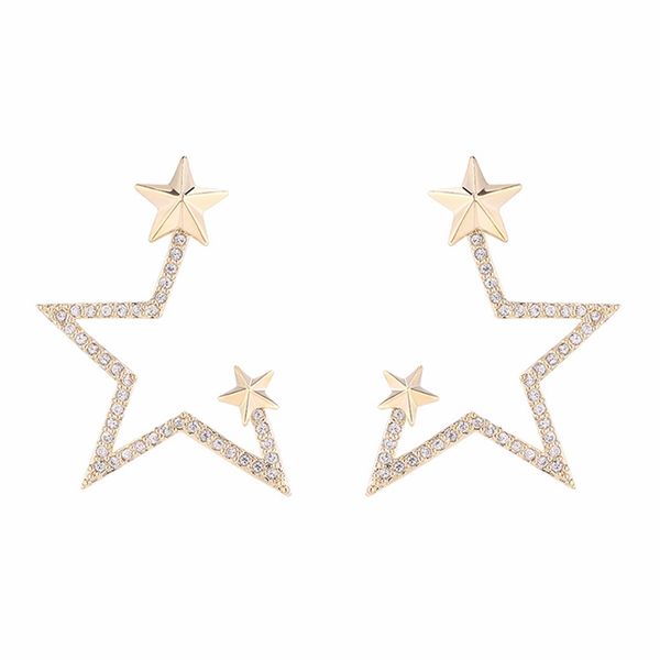 

fashionable and unique earrings zircon s925 silver needle star earrings copper-plated with authentic gold 31308, Golden;silver