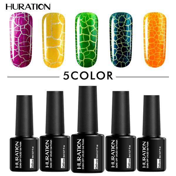 

huration 8ml cracking professional nail effect 12 colorful gel nail polish soak off uv nails semi-permanent with for gel polish, Red;pink