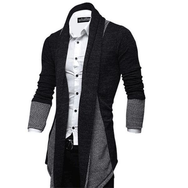 

men's patchwork jacket fashion winter outerwear & coats warm slim long sleeve casual jackets knitted masculina men's clothing, Black;brown