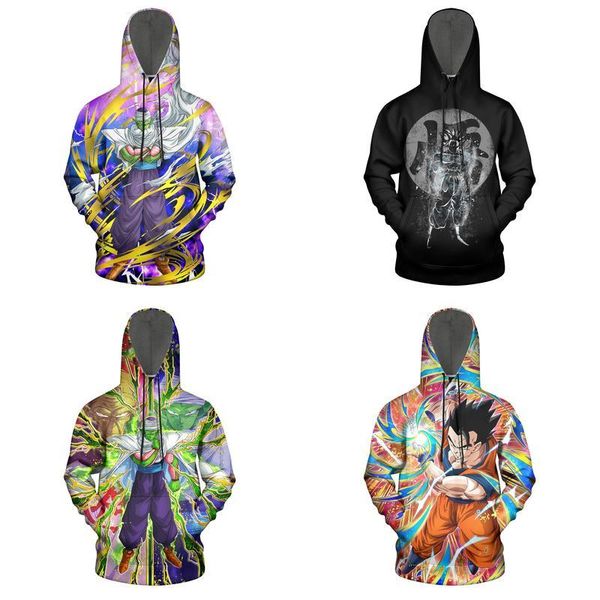 

мода мужчина dragon ball z nail золото фиолетового флис толстовка, толстовки печати новых друзья толстовка no гок просвещение красного синее, Black