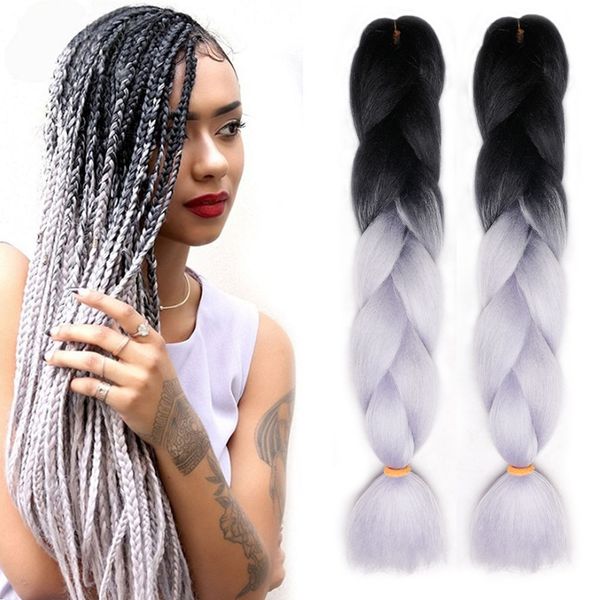 Two Color Ombre Kanekalon Synthetic Braiding Jumbo Braid Hair