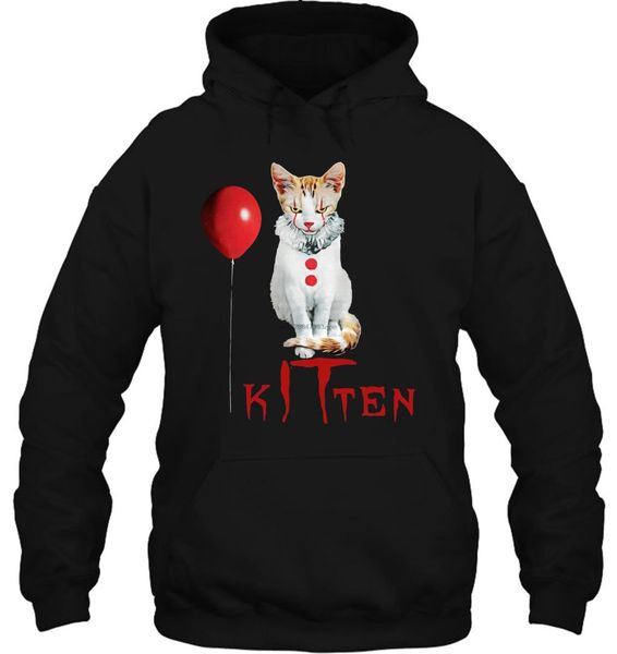 

men hoodie steven meow it horror pennywise kitten horror the clown women streetwear, Black