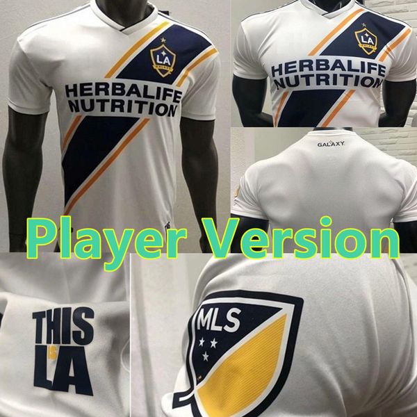 

mls player version los angeles galaxy home soccer jersey 2019 #9 ibrahimovic la galaxy soccer shirt #8 j.dos santos football uniforms, Black;yellow