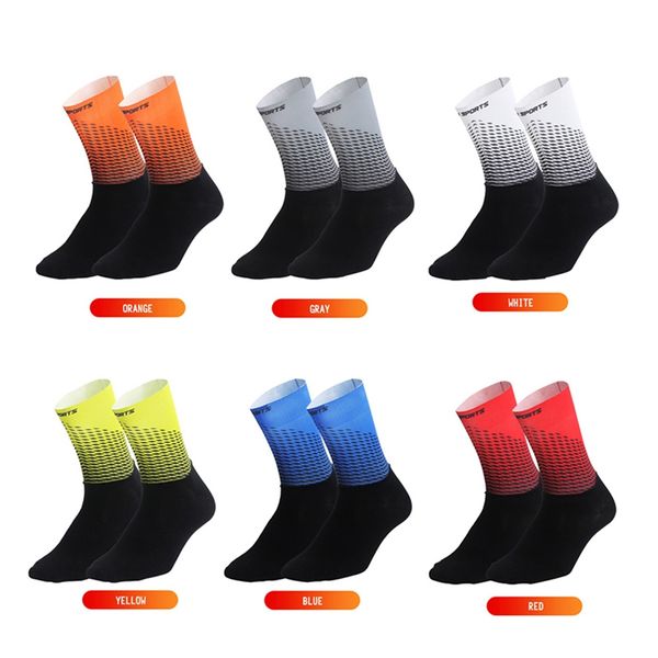 

new cycling socks men women road bicycle socks outdoor brand racing bike compression sport calcetines ciclismo, Black