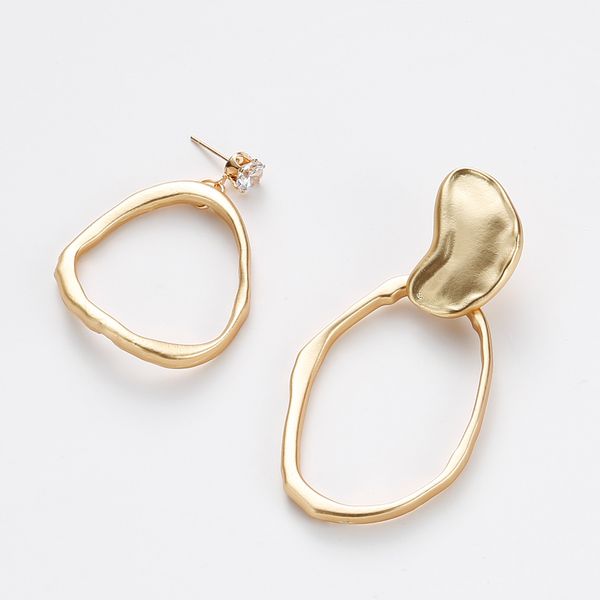 

exaggerated alloy geometric asymmetric earrings women's fashion diamond-encrusted high-end earrings small accessories, Golden