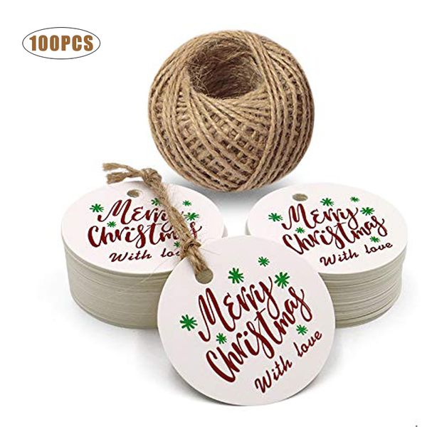 

100шт с рождеством христовым с любовью открытки для рождественской вечеринки подарок украшения повесить теги главная рождественская елка эле