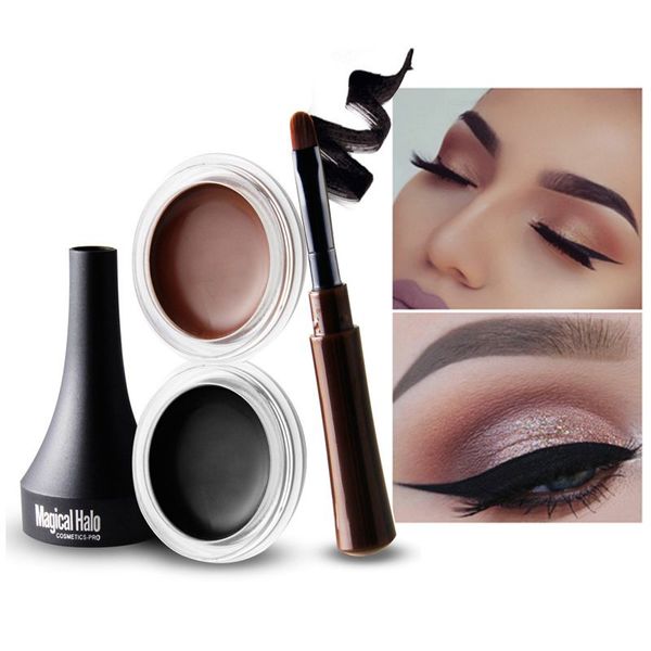 

eye liner cream ket with brush waterproof makeup quick dry professional cosmetic eyeliner