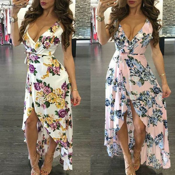 

women lady sleeveless floral party evening beach maxi dress summer sundress summer v neck dress, Black;gray