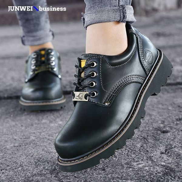

classic luxury outdoor genuine leather round toe soft lace-up casual men shoes l5, Black