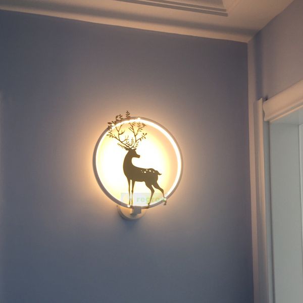 

nordic wall light living room background wall modern circular dimming deer stair balcony dining room bedroom bedside lamp
