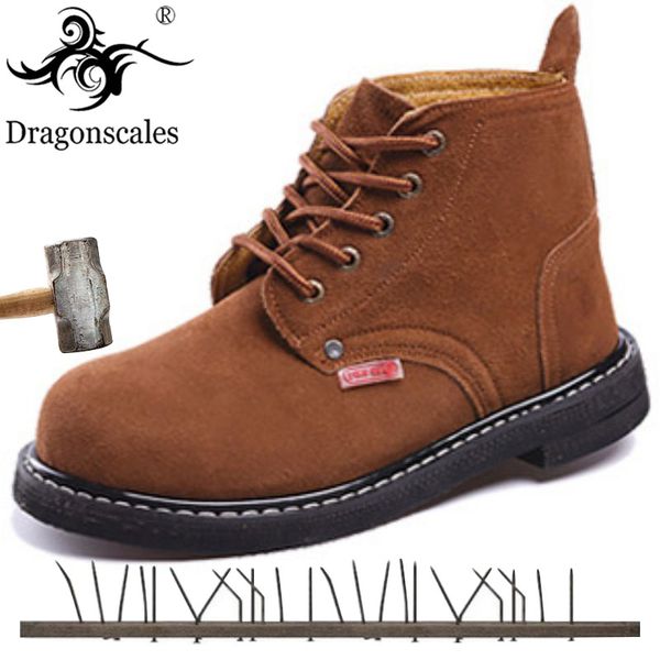 

2019 safety shoes for men ankle strap welding shoes anti-smashing anti-wear men's leather work boots safety indestructible, Black