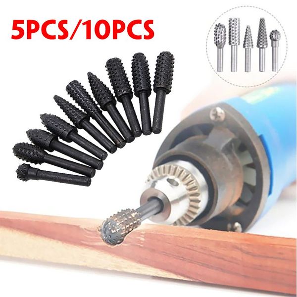 

5pcs/10pcs rasp file drill bits rasp set carbon steel shank rotary burr set wood carving drill bits woodworking tool