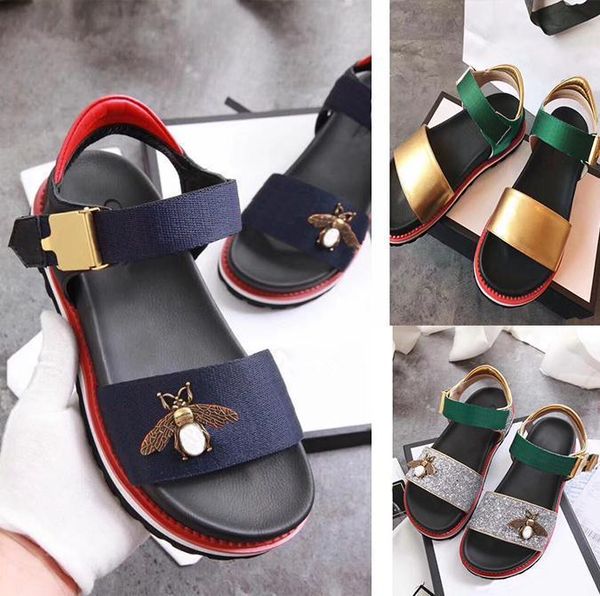 

new thick bottom leather word with a band toe little bee women sandals female summer wild shoes comfortable european and american wave, Black