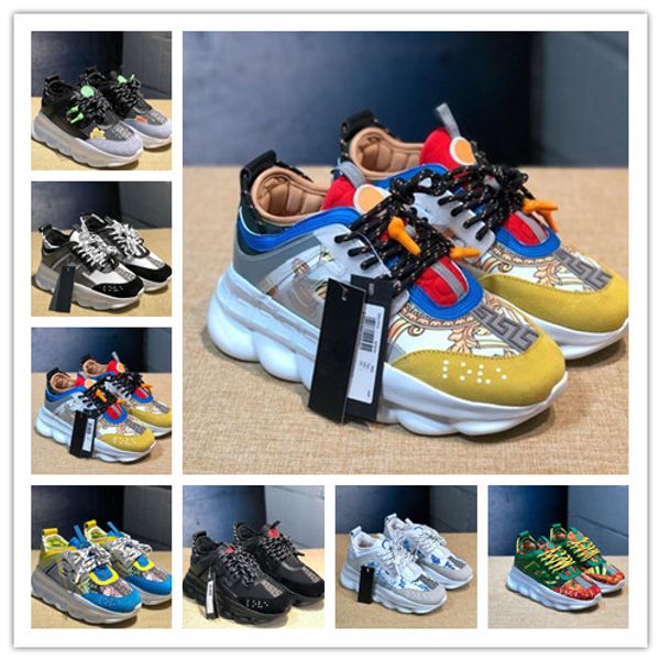 

chain reaction luxury casual sneakers sport fashion casual shoes for men and women trainer versace lightweight link-embossed, Blue;gray