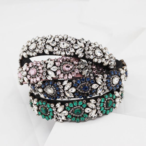 

new baroque luxury heart-shaped particles rhinestone fashion geometric flower headband temperament dance headband 836, Golden;white