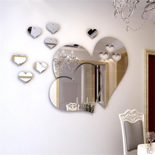 

1set new removable multicolor room wall mural mirror love diy 3d decor hearts art sticker decal r6q0